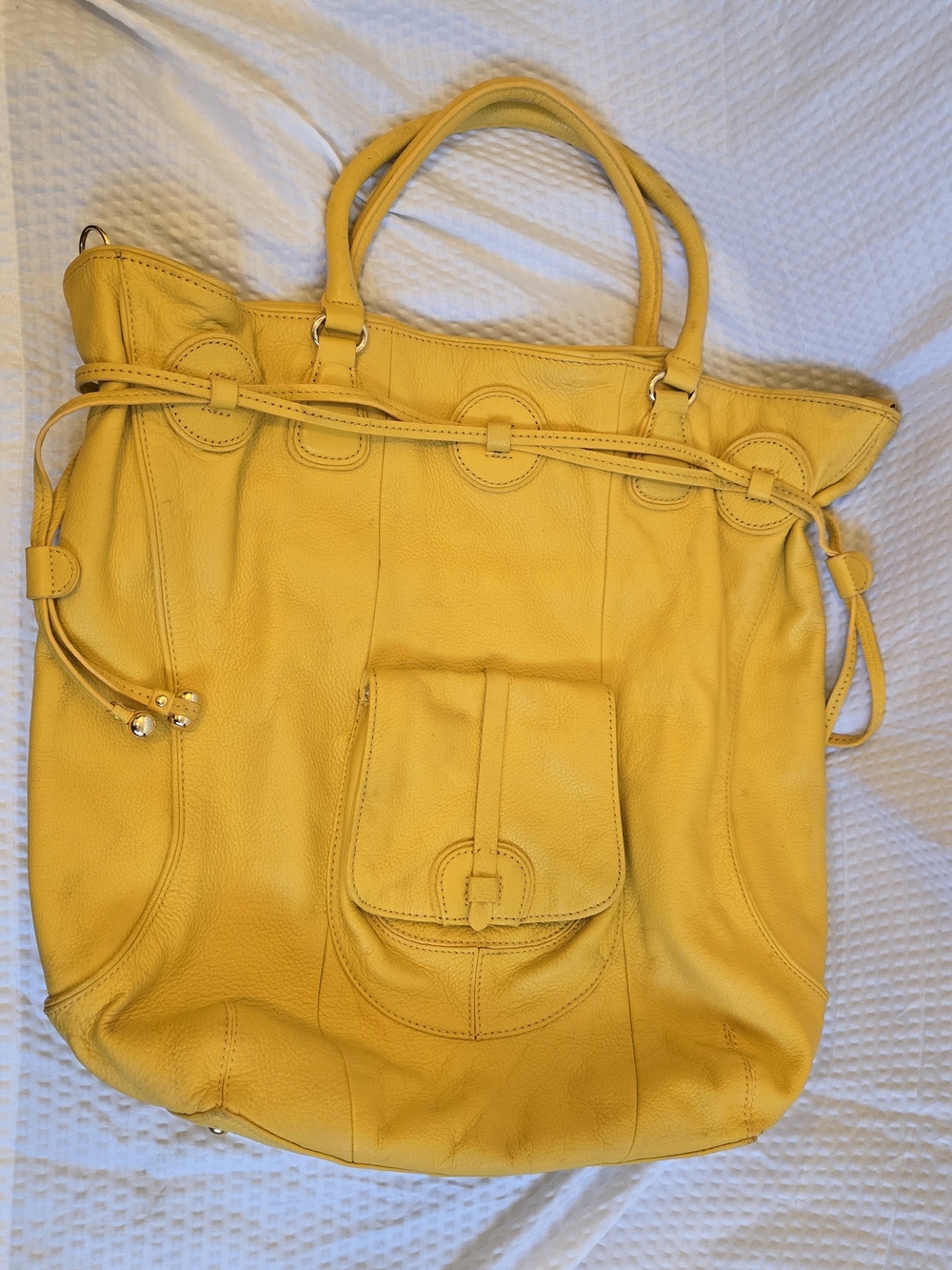 Yellow Leather Isaac Mizrahi Live Purse LG Bag Leather Shoulder Handbag